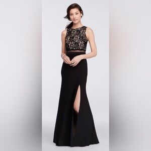 Night Way Collections Black Lace Two-Piece Prom Gown